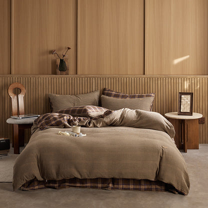 Wendedekbedovertrekset aus Baumwolle mit Plaid-Muster