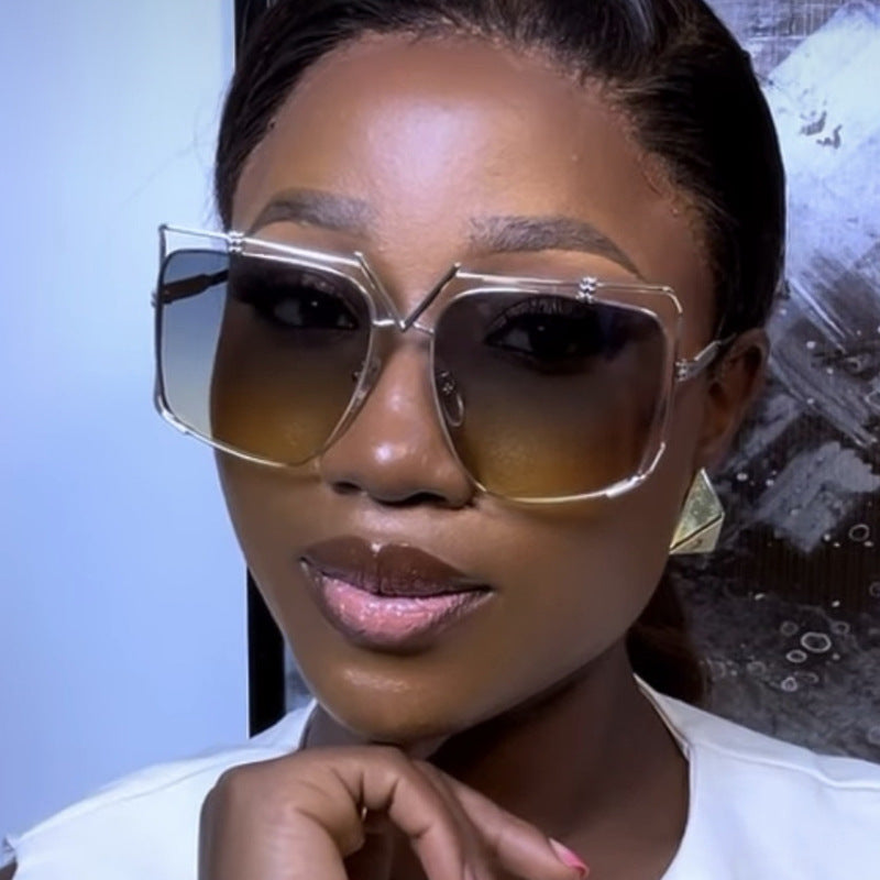 Damen futuristische Oversized-Sonnenbrille mit einzigartigem Geometrie-Rahmen Brehn
