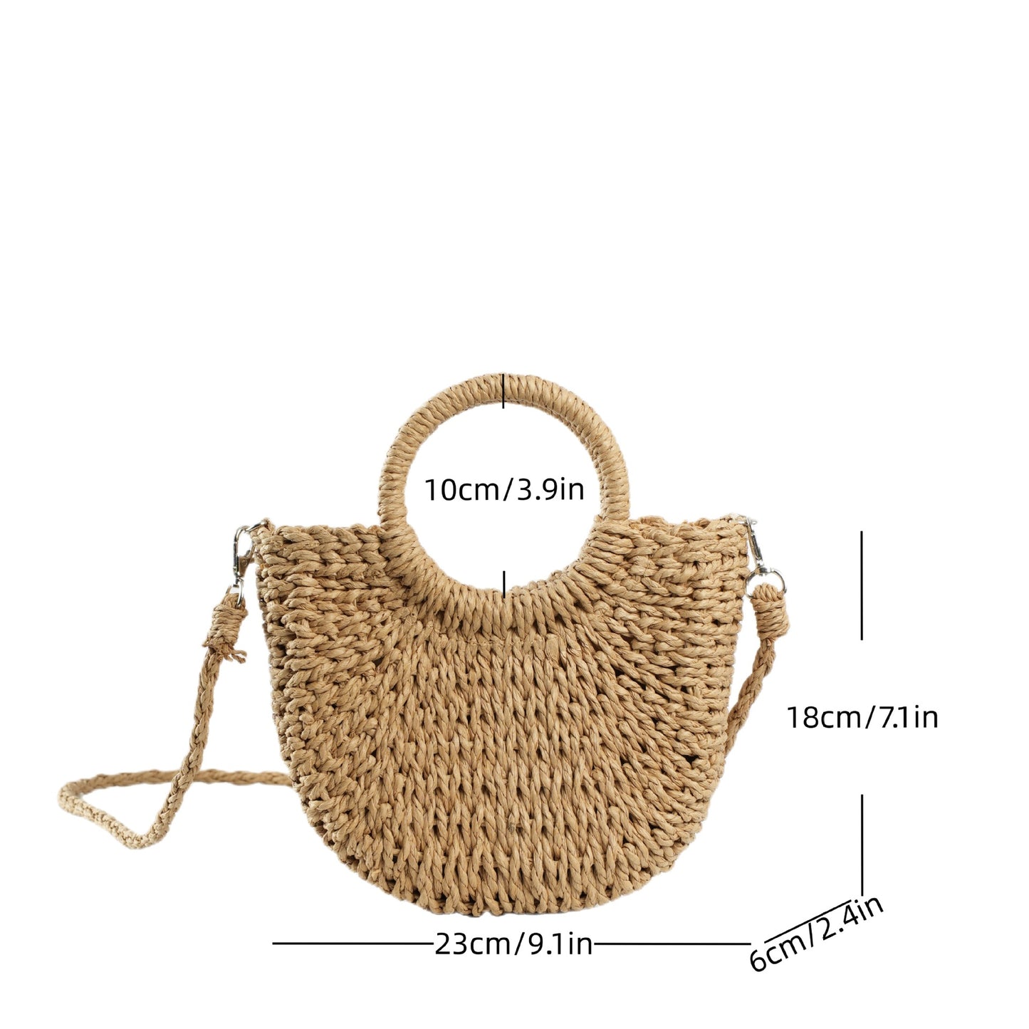 Handgefertigte Basthandtasche mit Runden Griffen Brehn