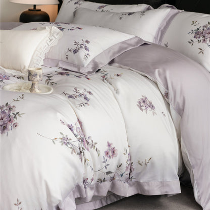Luxus Aquarell Floral Gebürstet Mikrofaser Bettbezug Set mit Paspelbesatz