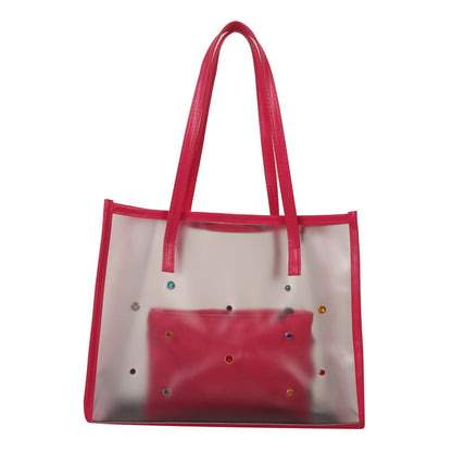 Transparente Mode Tasche mit dekorativen Edelsteinen