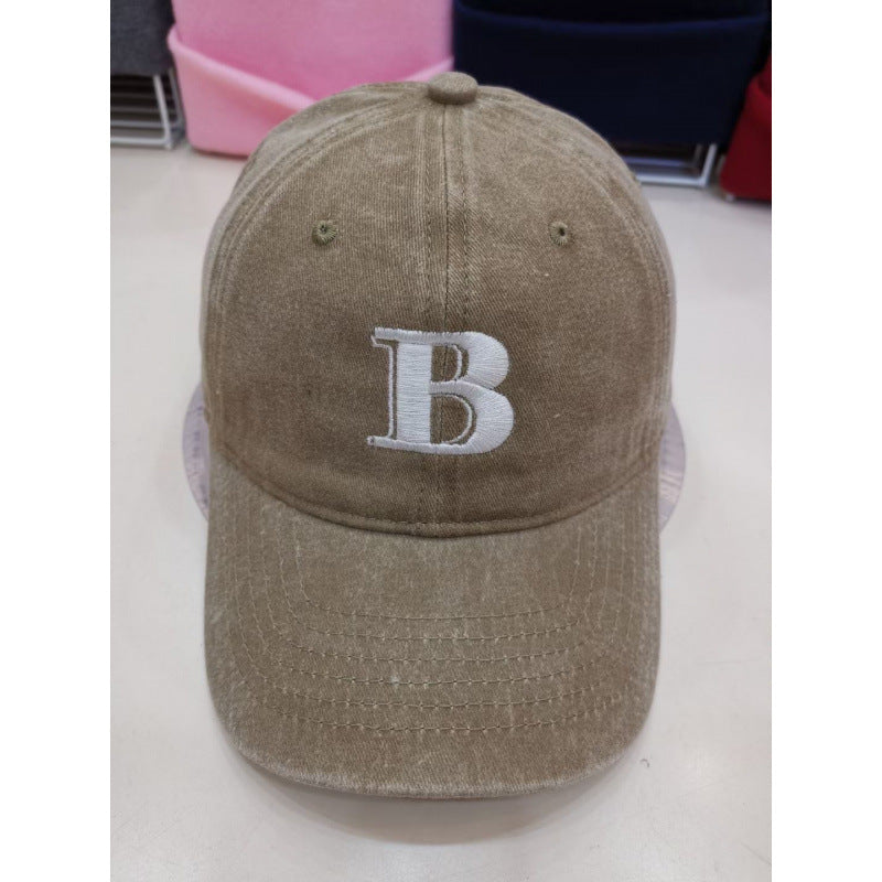 Damen Distressed Baumwoll-Baseballcap mit Buchstabenstickerei Brehn