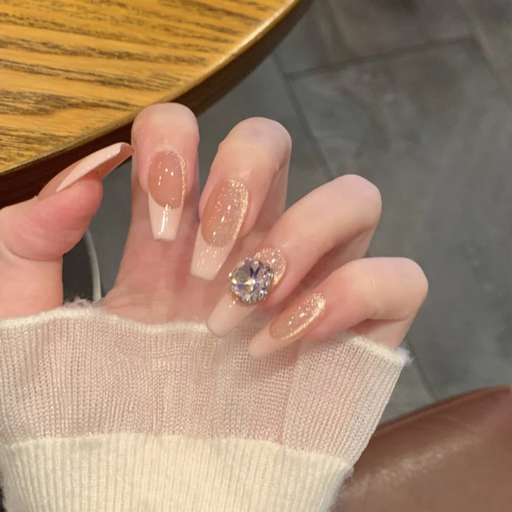 Press-On Nail Set mit elegantem Glitter und Kristallakzenten Brehn
