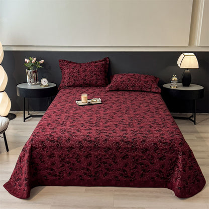 Gestepptes Bettwäsche- und Kissenbezug-Set mit Wellenstich und leichtem Mikrofasermaterial
