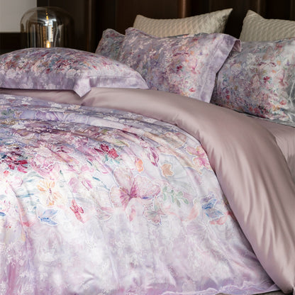 Luxuriöses florales Satin-Gefühl Bettbezug-Set