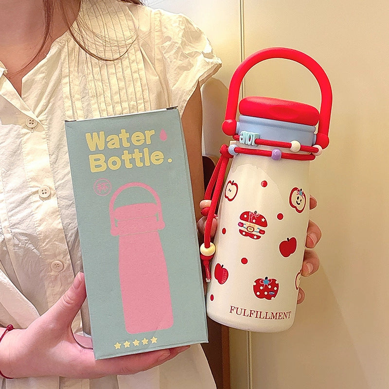 Damen kreative Trinkflasche mit lustigem Design und praktischer Schnur Brehn