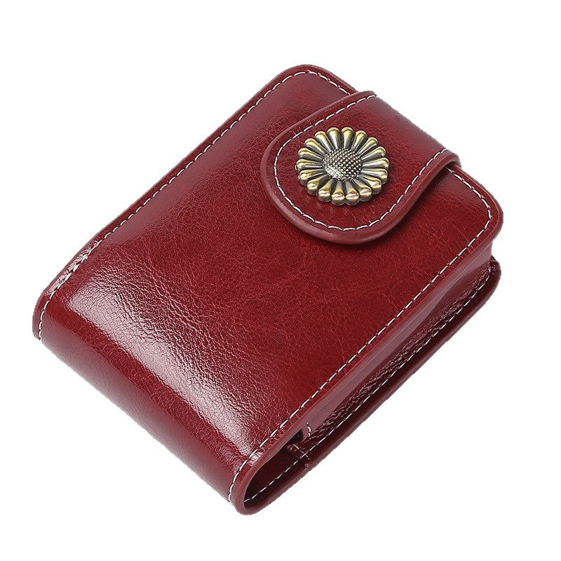 Vintage Leder Knopf Münztäschchen Brehn