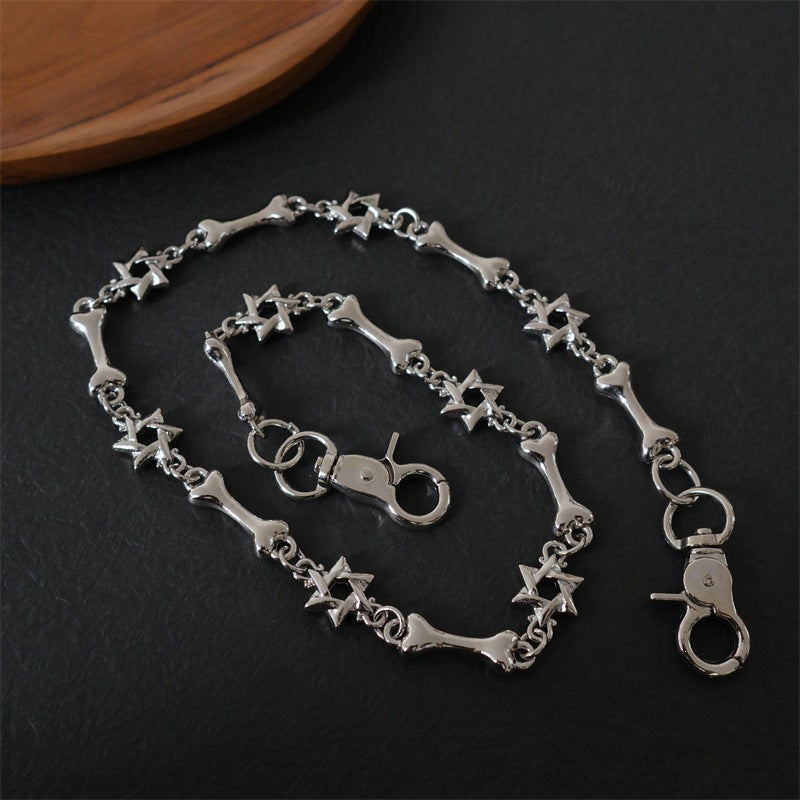 Elegante Kette mit Kreuz- und Knochenanhängern Brehn