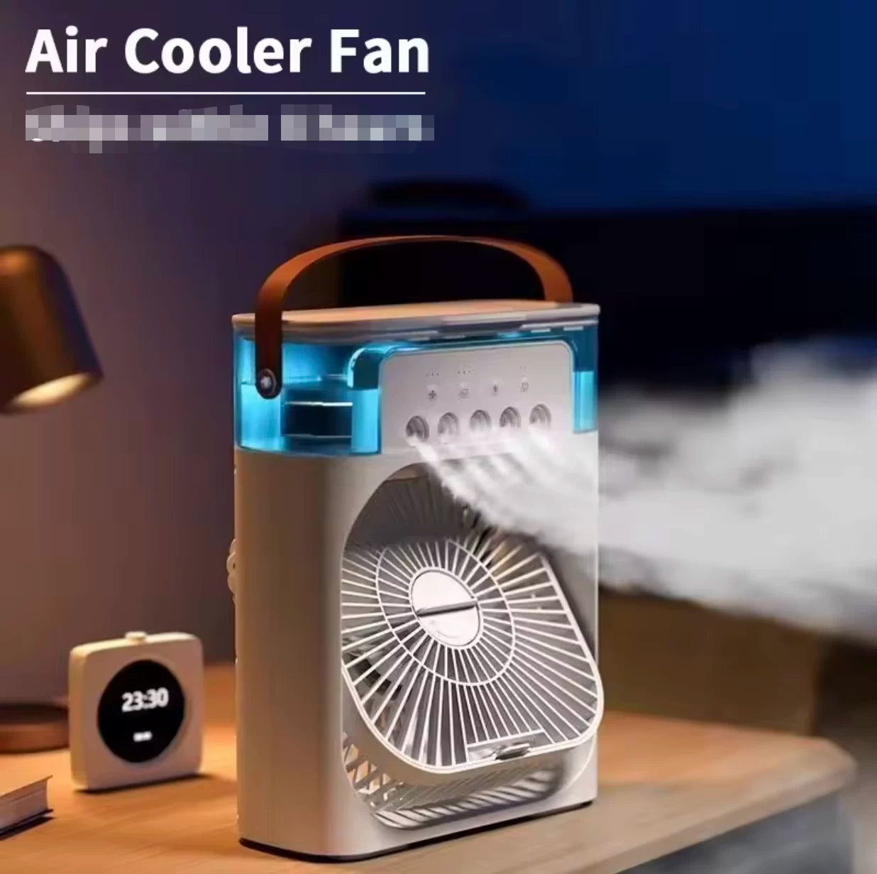 Unisex Einheitsgröße tragbarer USB befeuchtender Ventilator mit drei Geschwindigkeitsstufen und siebenfarbigem LED Brehn