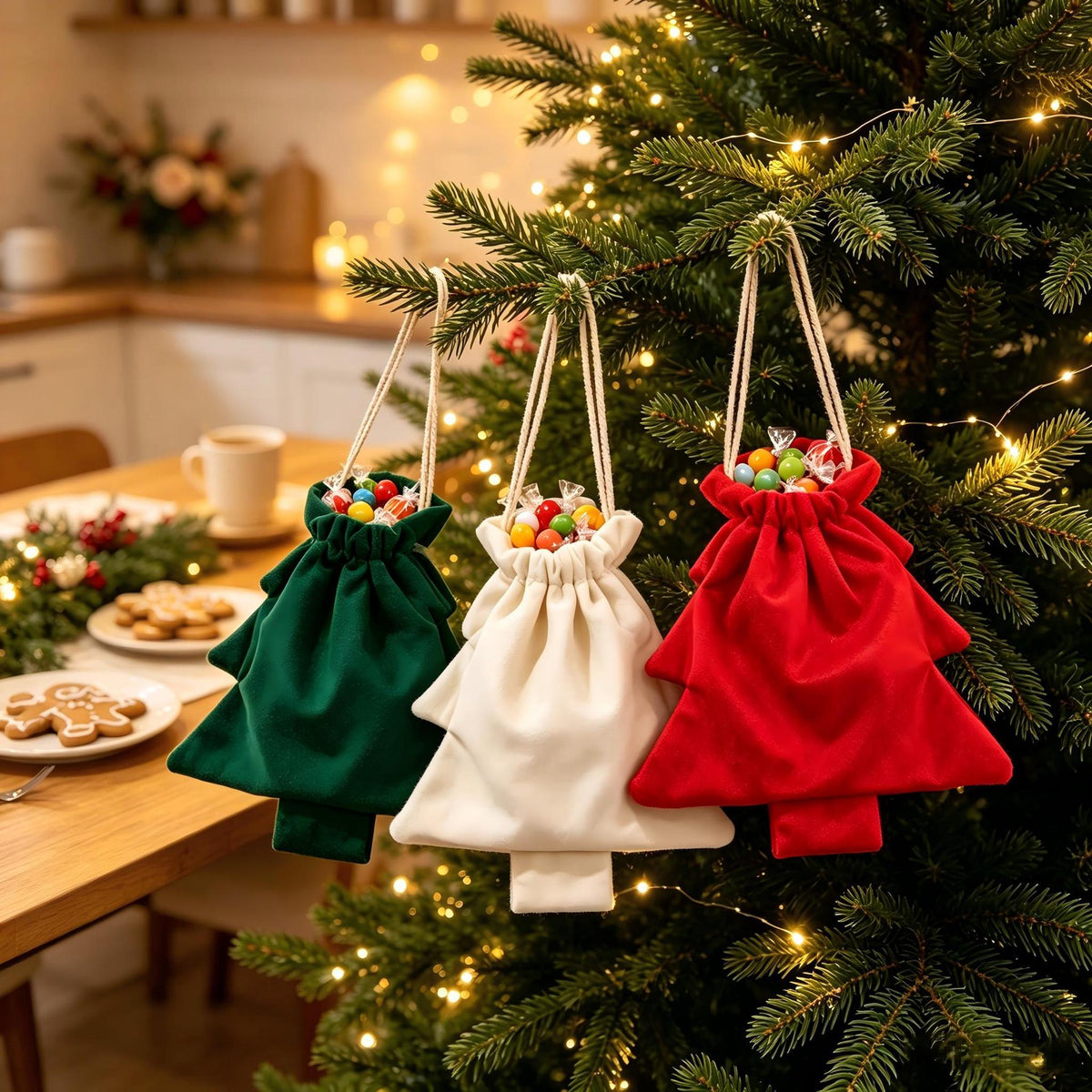 Weihnachtsgeschenktasche im Baumdesign