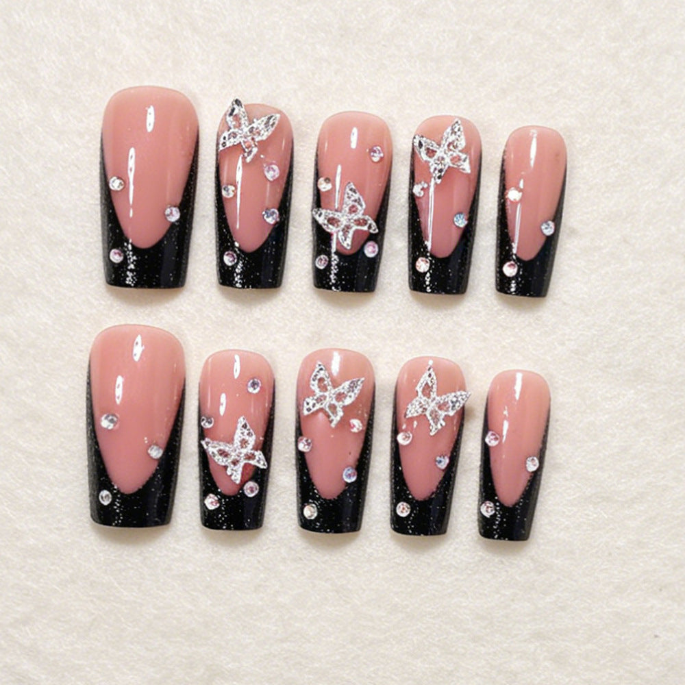 Schmetterlingsakzent-Press-On-Nagelkunst-Set Brehn