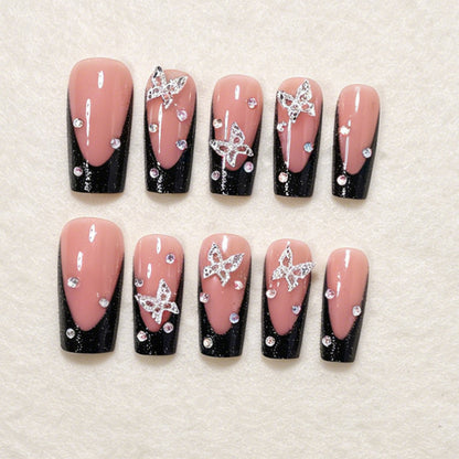 Schmetterlingsakzent-Press-On-Nagelkunst-Set Brehn