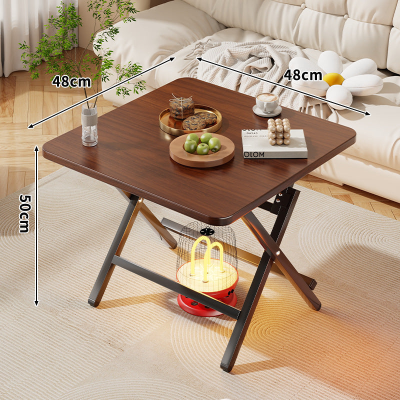 Faltbarer quadratischer Kaffee- und Beistelltisch mit Marmor-Effekt-Top und zusammenklappbarem X-Beinrahmen