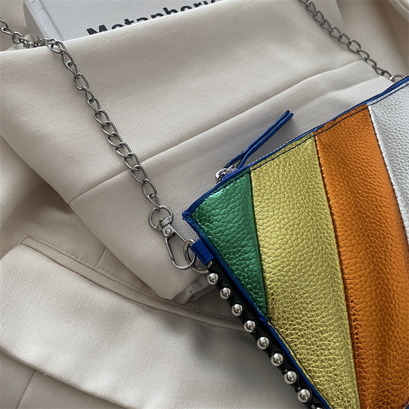 Bunte Metallische Gestreifte Clutch Tasche