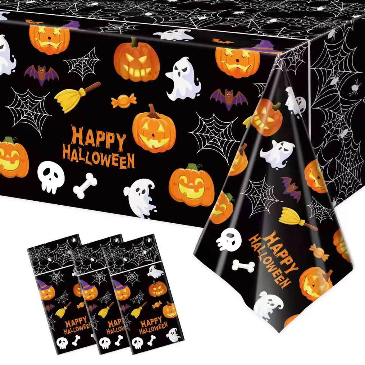 Einweg-Party-Tischdecke mit Halloween-Motiv und Servietten-Set