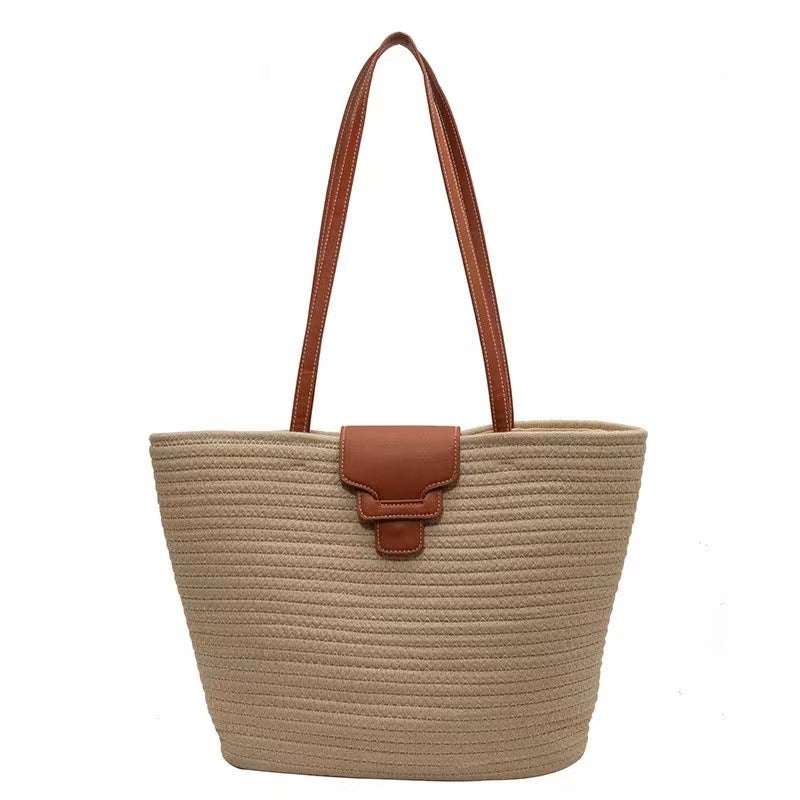 Große Schultertasche Aus Geflochtenem Naturmaterial Brehn