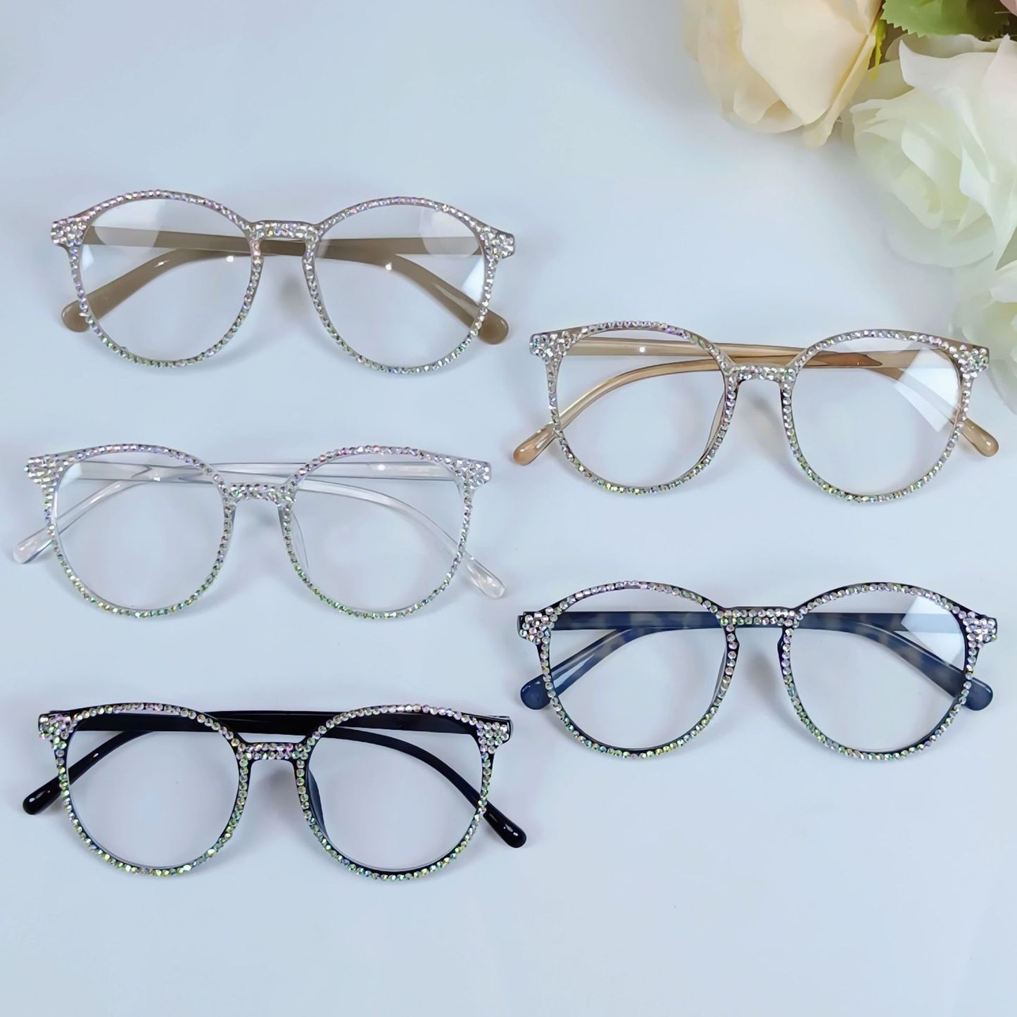 Damen Stylische Katzenaugen-Brille mit funkelndem Strassbesatz Brehn