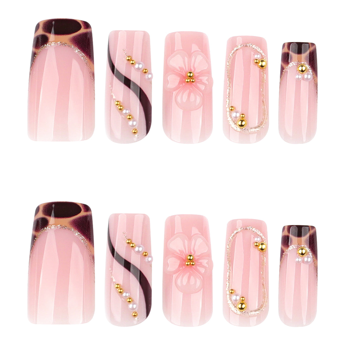 Künstliche Nagelkunst mit Blumen- und Glitzereffekten Brehn
