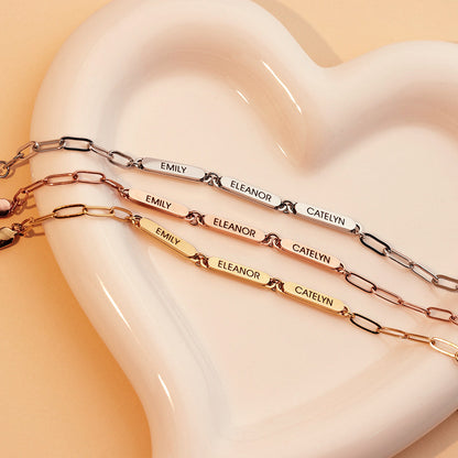 Brehn | Personalisierte Familiennamen Paperclip Armband