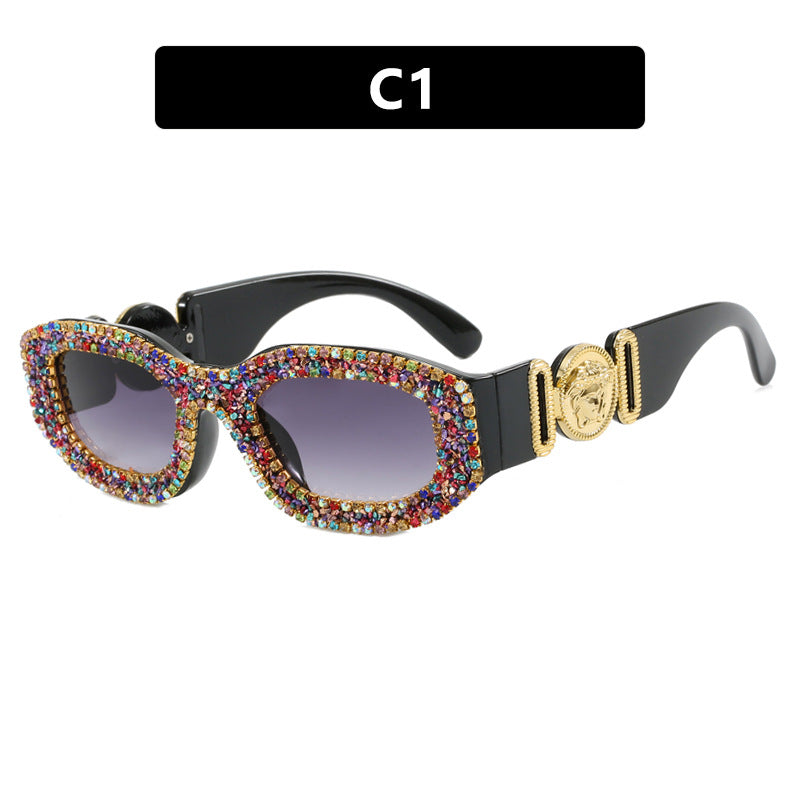 Damen extravagant gestaltete Sonnenbrille mit strassbesetztem Rahmen Brehn