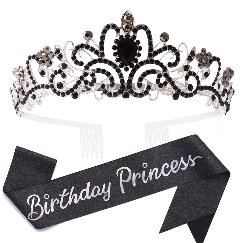 Damen Glitzernde Prinzessinnenkrone mit Birthday Princess Schärpe Brehn