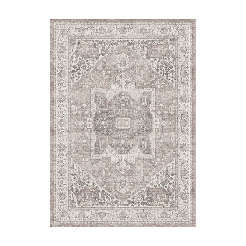 Vintage Distressed Persian-Style Machine-Woven Low-Pile Area Rug