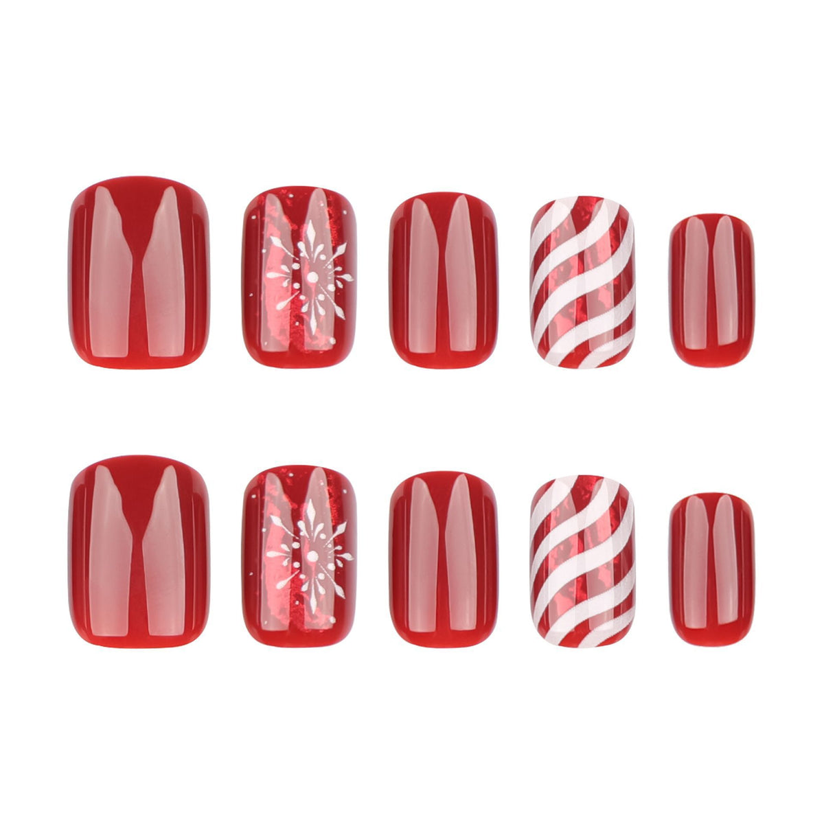 Kunstnagelset mit festlichen Designs und Glitzerakzenten Brehn