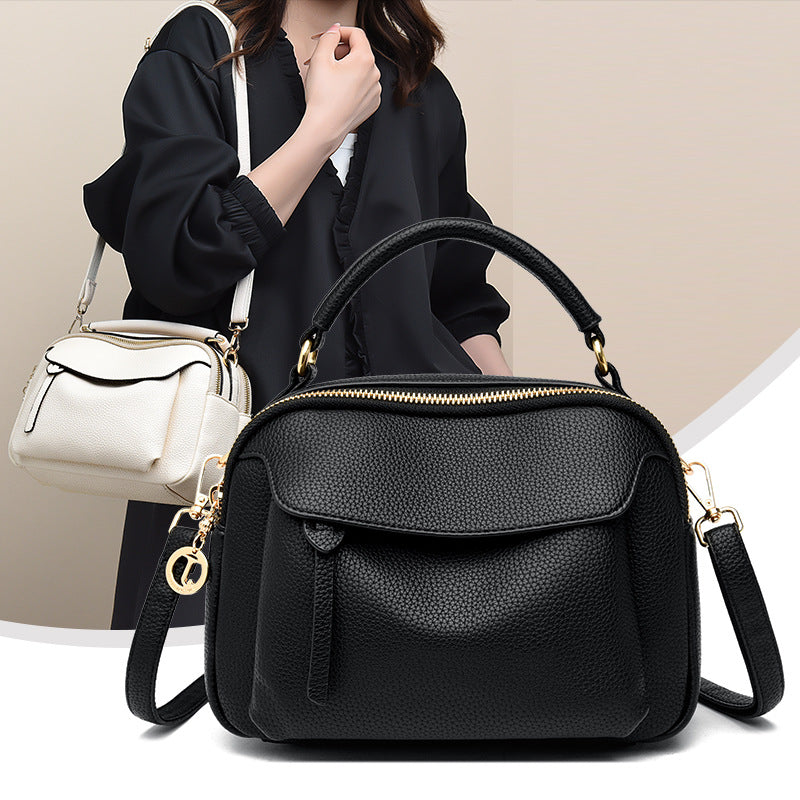 Klassische texturierte Leder Umhängetasche