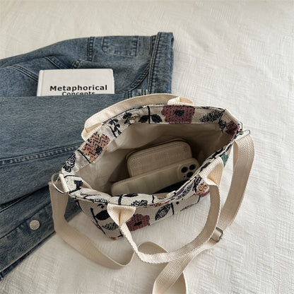 Niedliche Erdbeer-Print-Canvas-Shopper-Tasche