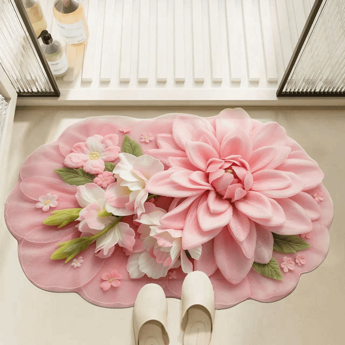 Luxuriöse Blumenmuster-Badematte