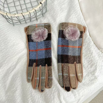 Warme Plaid Muster Touchscreen Handschuhe Brehn
