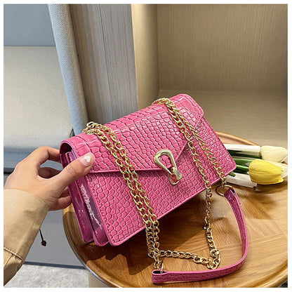 Elegante Krokodilstruktur Schulterhandtasche