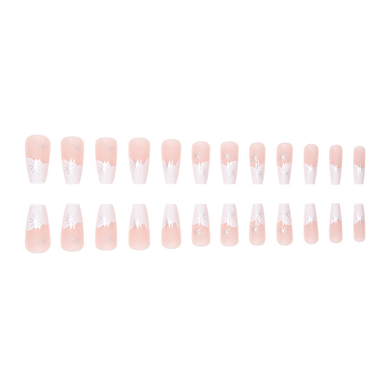 Elegante French Tip Press-On Nägel mit Sternakzenten Brehn