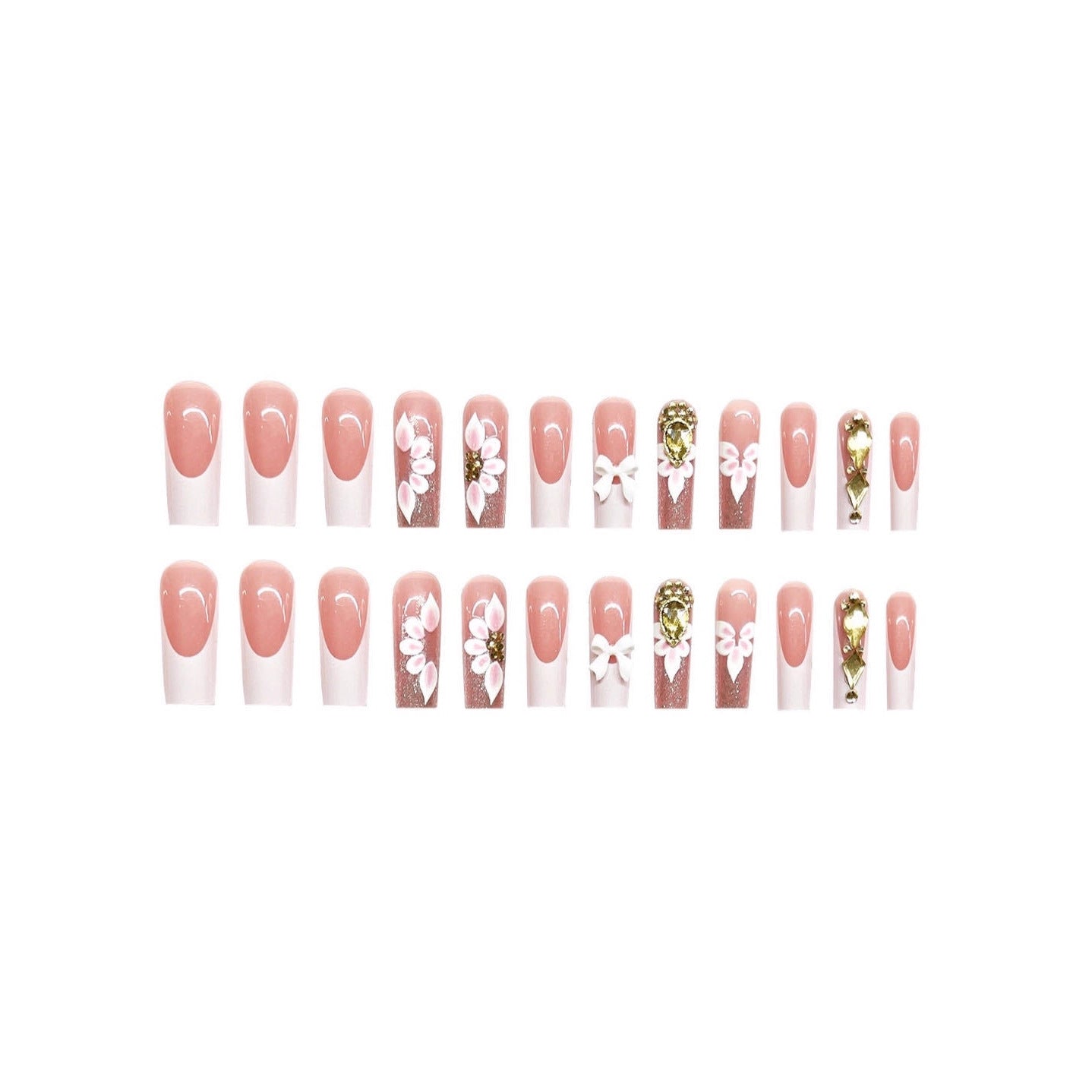 Exquisite Floral Acrylic Nail Art Brehn