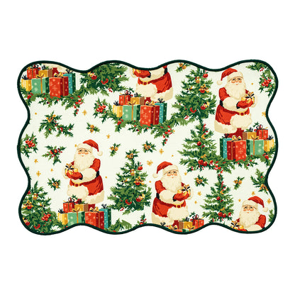 Weihnachtliches abwischbares Tischset mit gewelltem Saum und nostalgischem Santa‑Motiv Brehn