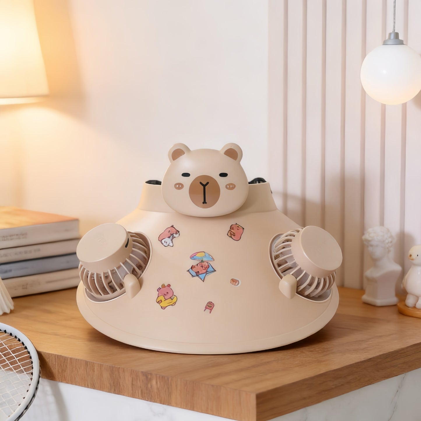 Damen Tragbarer Tischventilator mit doppeltem Gebläse und kreativem Tierdesign Brehn