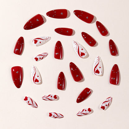 Dekorative Herz-Akzent Stiletto Nagelkunst Verlängerungen Brehn