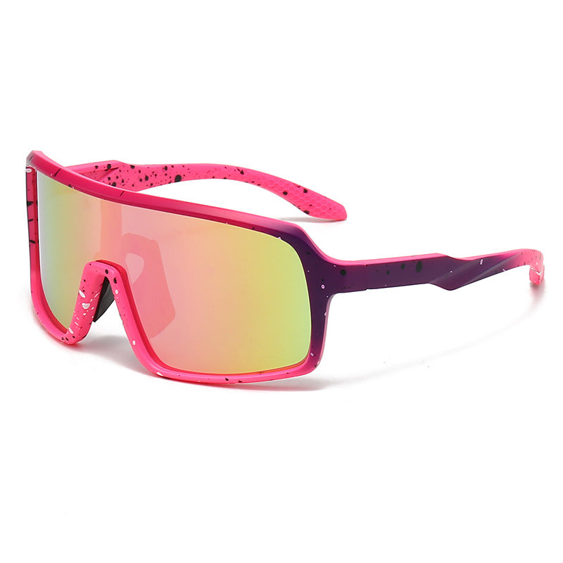 Damen modische Sonnenbrille im futuristischen Design mit großflächigen Gläsern Brehn