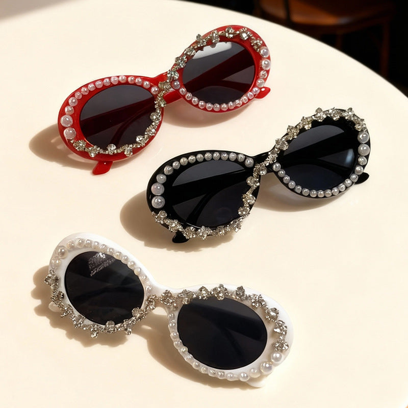 Elegante perlenverzierte Katzenaugen-Sonnenbrille Brehn