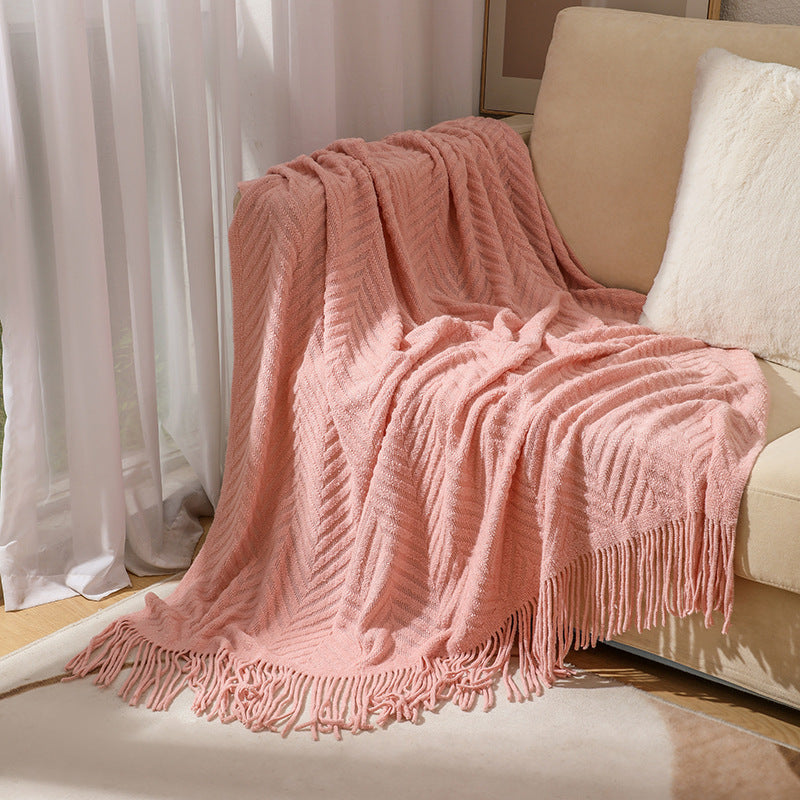 Gemütliche Strickfransen-Decke Brehn