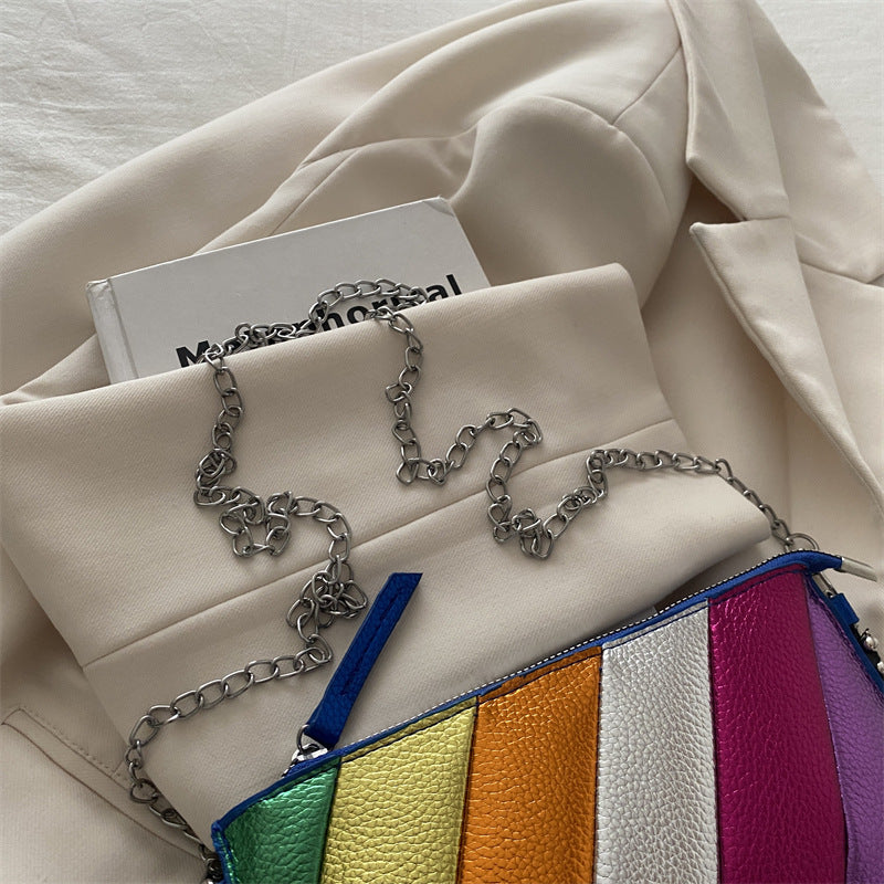 Bunte Metallische Gestreifte Clutch Tasche