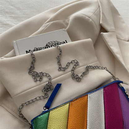 Bunte Metallische Gestreifte Clutch Tasche