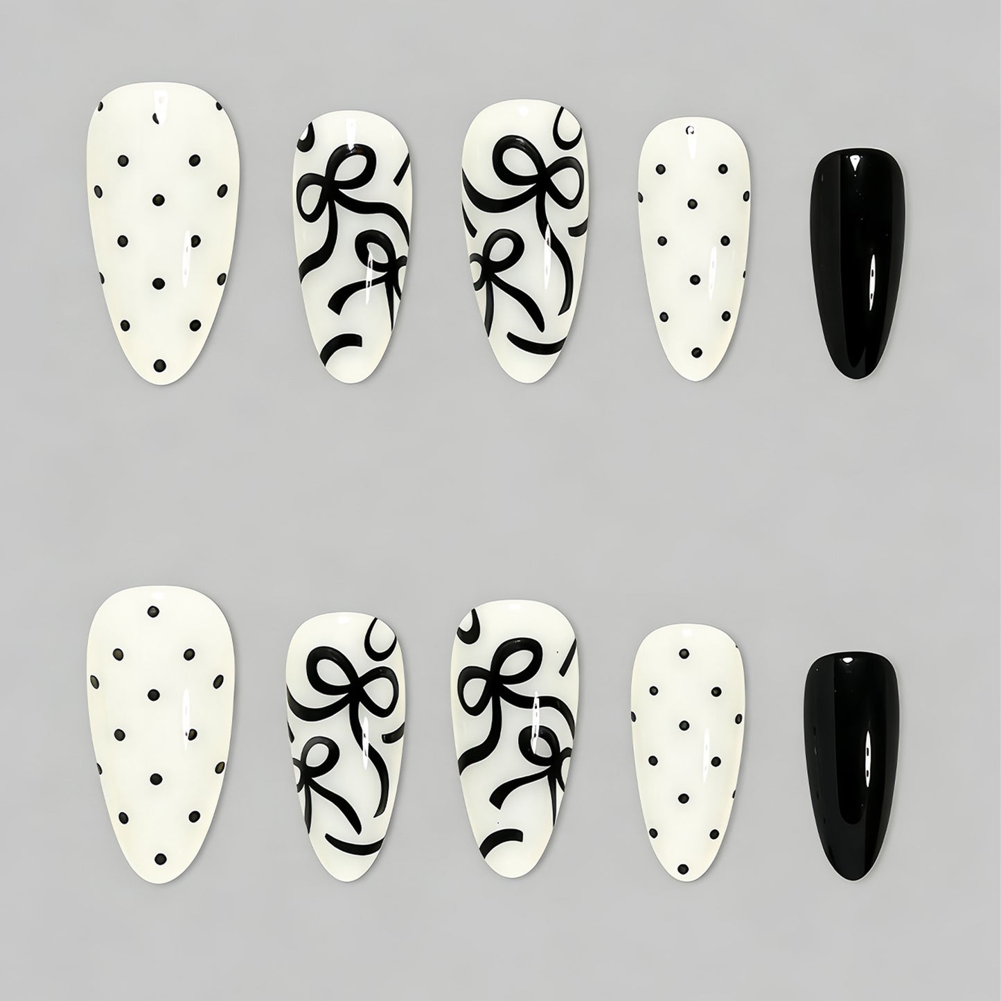 Künstlerisches Press-On-Nagelset mit Schleifen-Designs Brehn