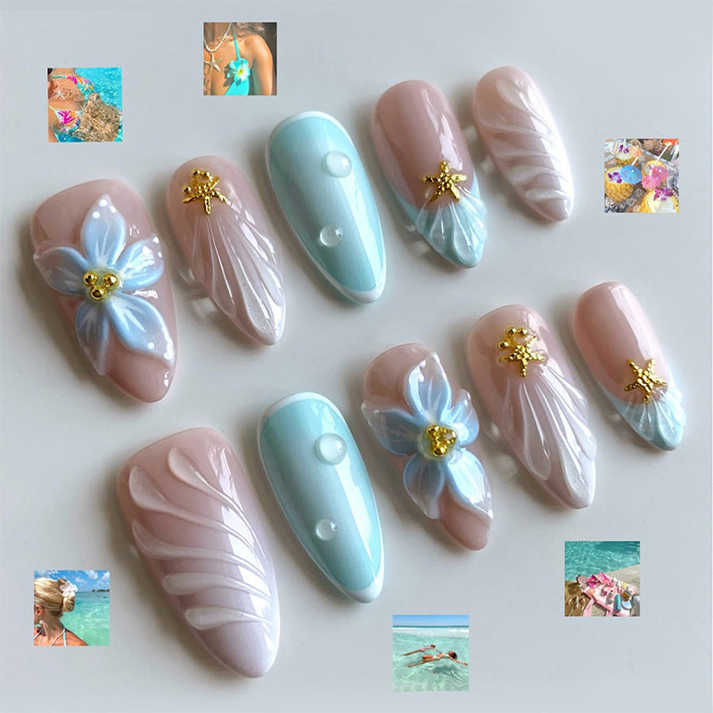 Blumenverzierte Press-On Nagelset Brehn