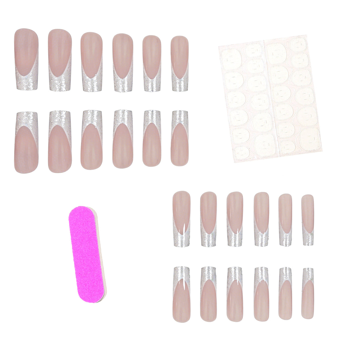 Stylische Glitzernde French Tip Acryl Nägel Brehn