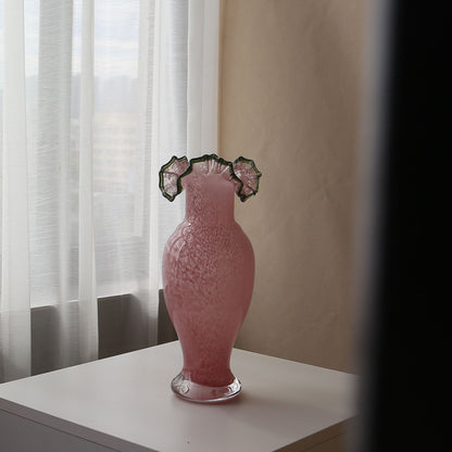Mouthblown Rüschrand Hohe Sockel Kunstglasvase Brehn