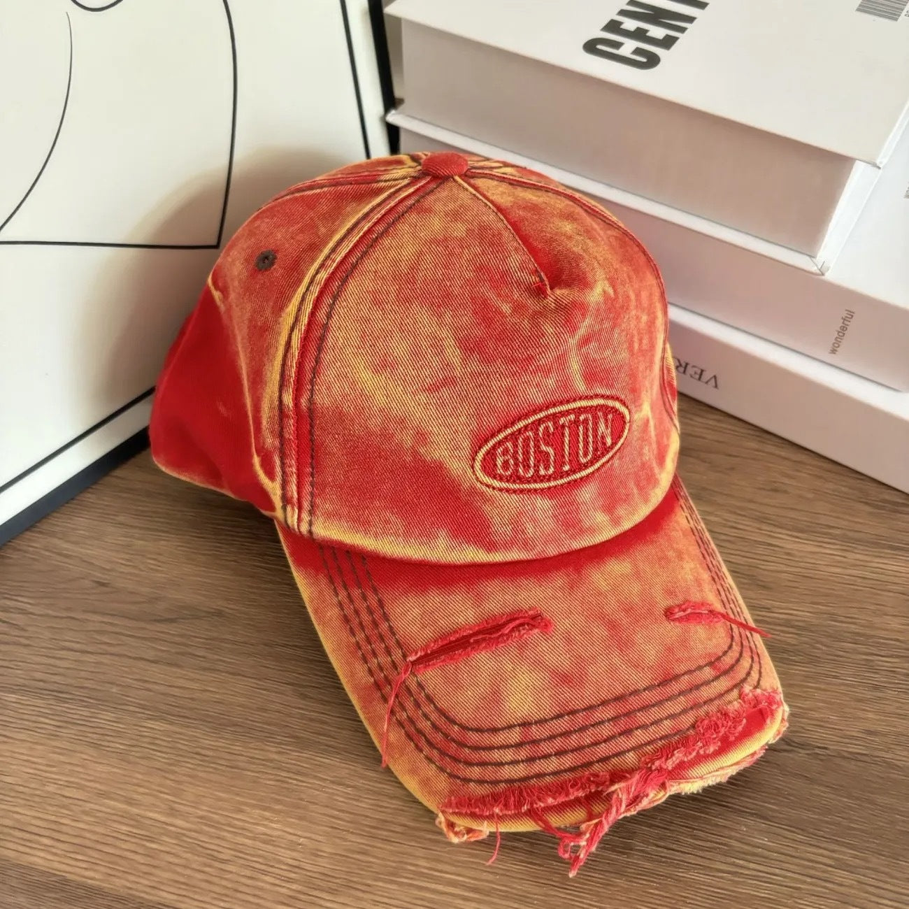 Männer Distressed Denim Effekt Baseballmütze Brehn