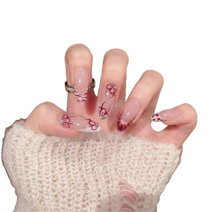 Künstlerisches Floral Press-On Nageldesign Set Brehn