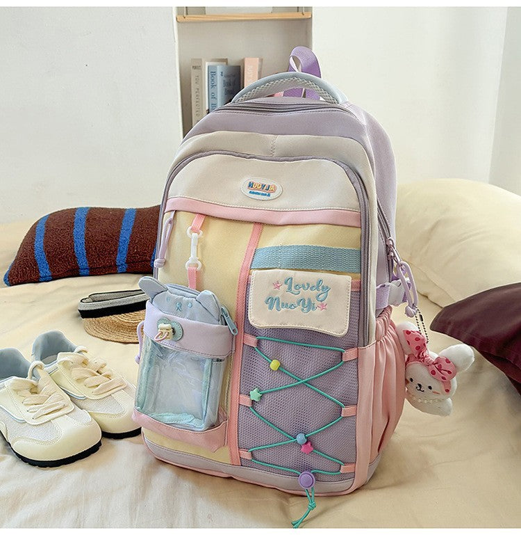 Farbblockierte Mehrfach-Taschen Schulrucksack