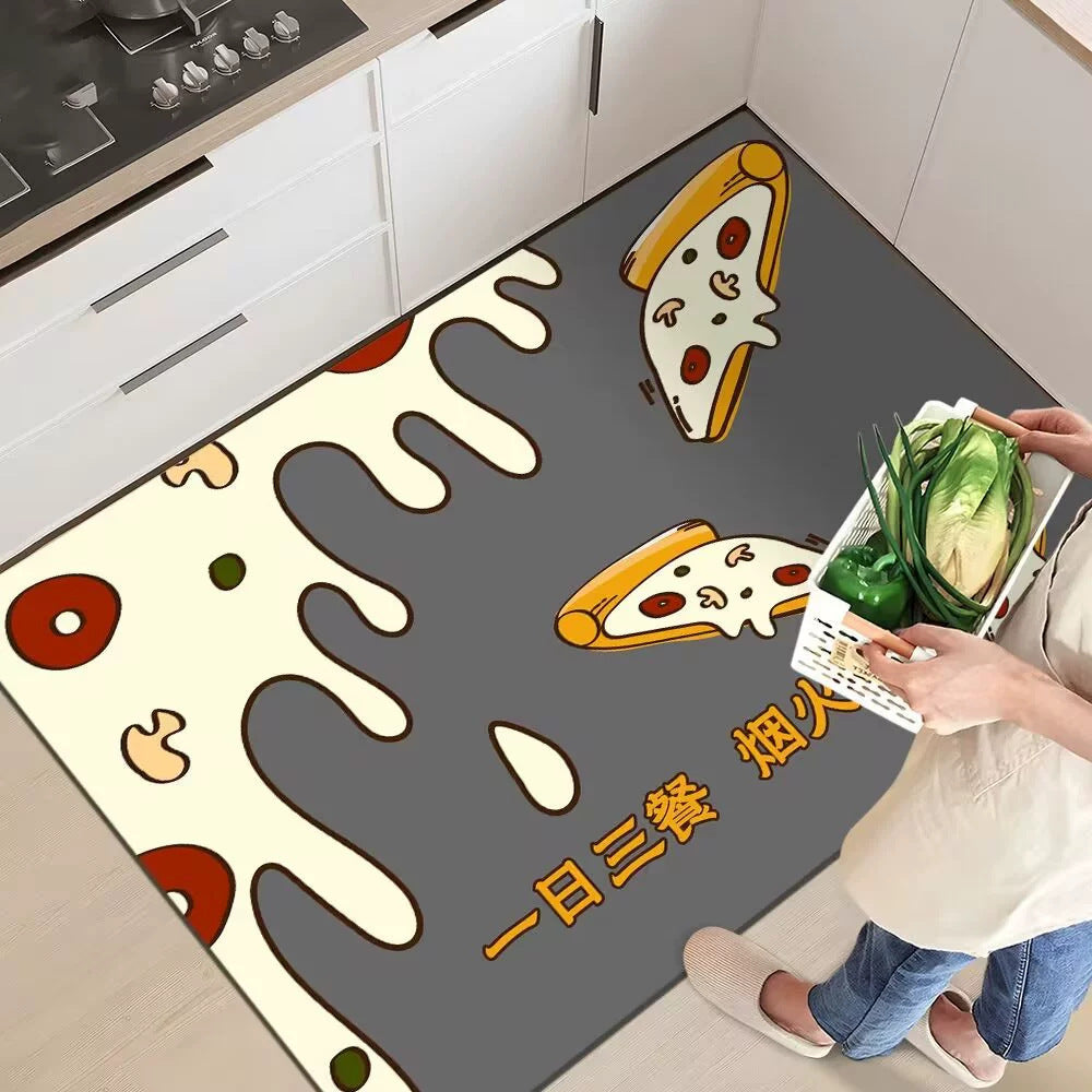 Verspielte Pizzathemen-Küchenmatte